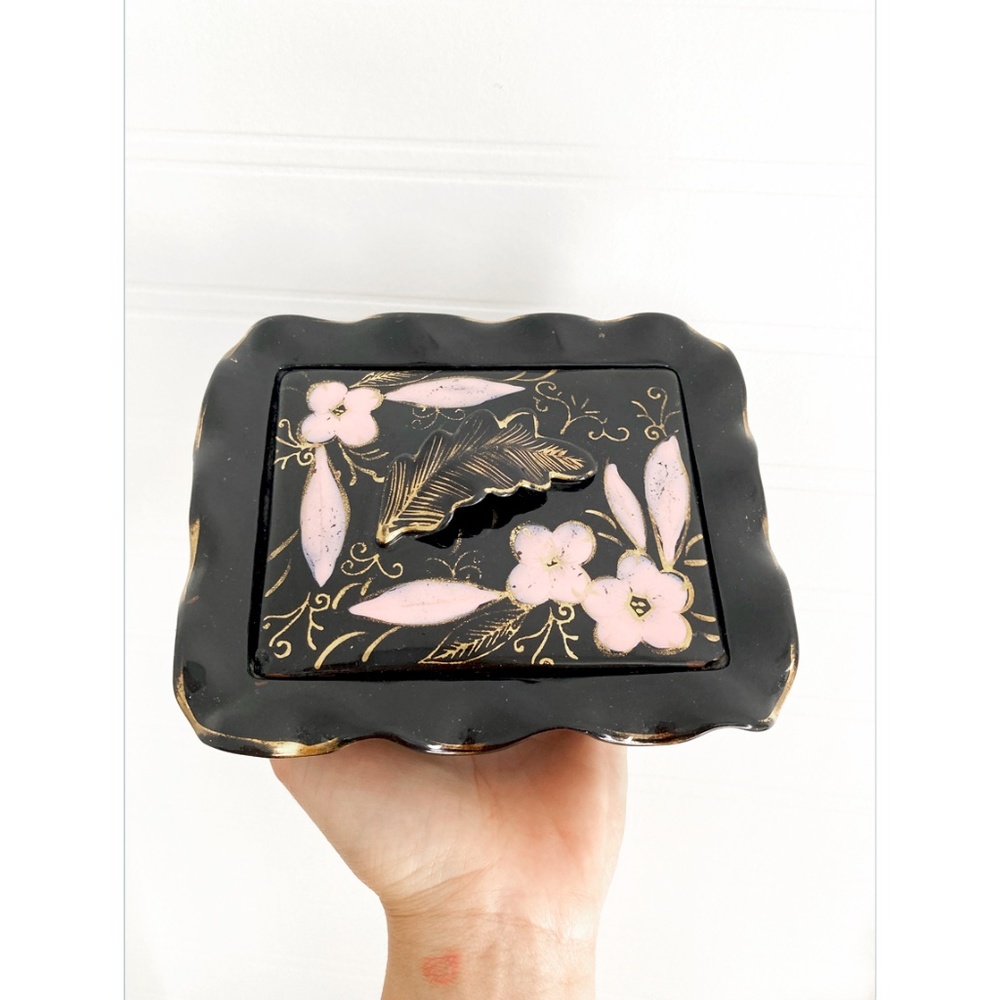 Vintage ceramic Jewelry Box - Cherry Blossom